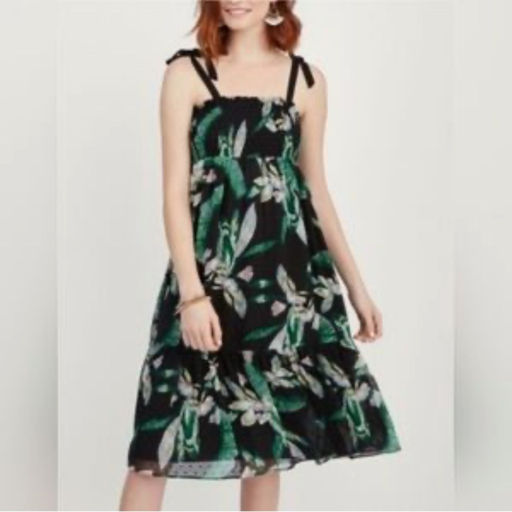 Stella & Dot Lizzie Botanical tropical smock dress women size Medium